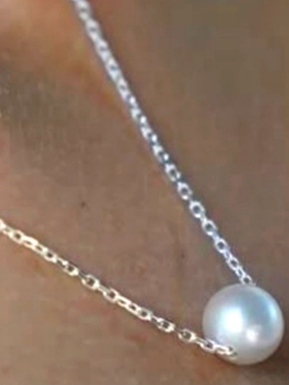 Anthropologie Floating Pearl Necklace Silver